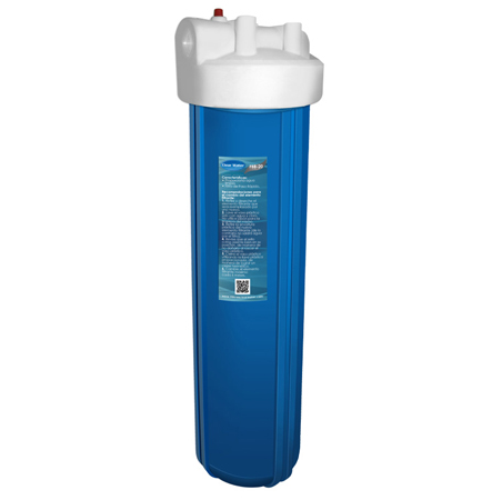 Filtro Clear Water De Entrada General De 20" Con Bracket Tornillos Y Boton Despresurizador En Bronce 50 Micras