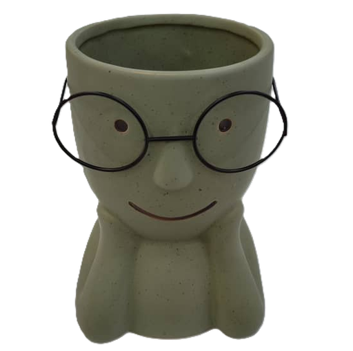 Florero Decore Figura Con Gafas Verde