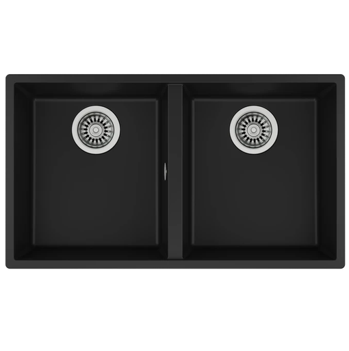 Fregadero Teka 80 Cm 2 Tinas Granito Bajo Tope Negro