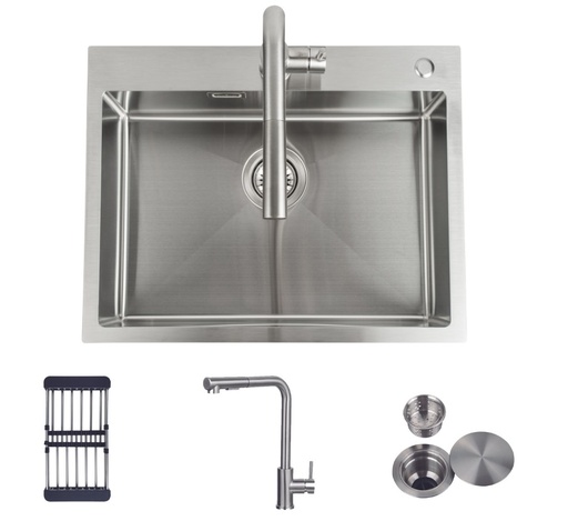 Fregadero Y Griferia Gasco 61 Cm 1 Tina Bajo/Sobre Tope Empotrado Con Acc Acero