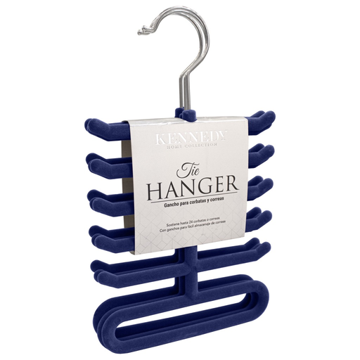 Gancho Para Corbatas Y Correas Kennedy De Terciopelo Azul