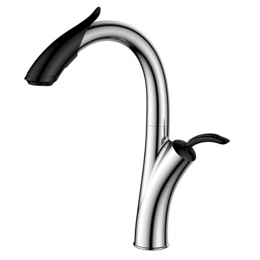 Griferia Gasco Monomando Manguera Extraible Cuello Giratorio Acero Y Negro