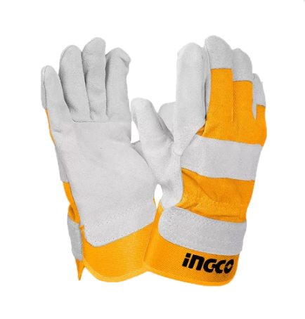 Guantes Ingco De Cuero 26 Cm 2 Pzas Blanco Y Amarillo