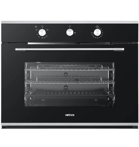 Horno A Gas 76 Cm Vetrux Ignita Pro De Conveccion Temporizador Mecanico Negro