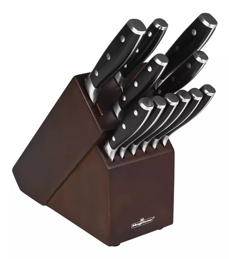Juego De Cuchillos Magefesa Classic 12 Pzas Con Base Nergro Y Marron