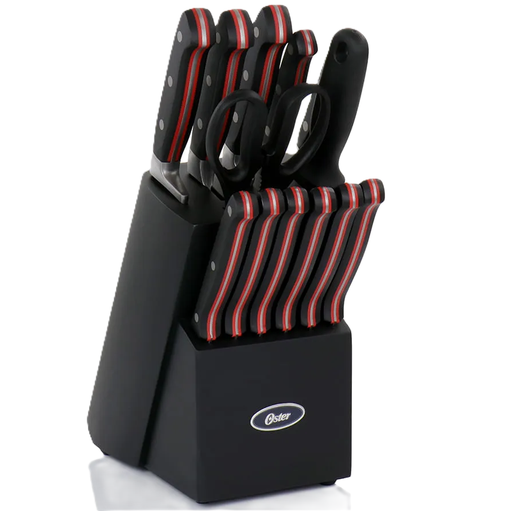 Juego De Cuchillos Oster Durbin 14 Pzas Con Base Negro Y Rojo