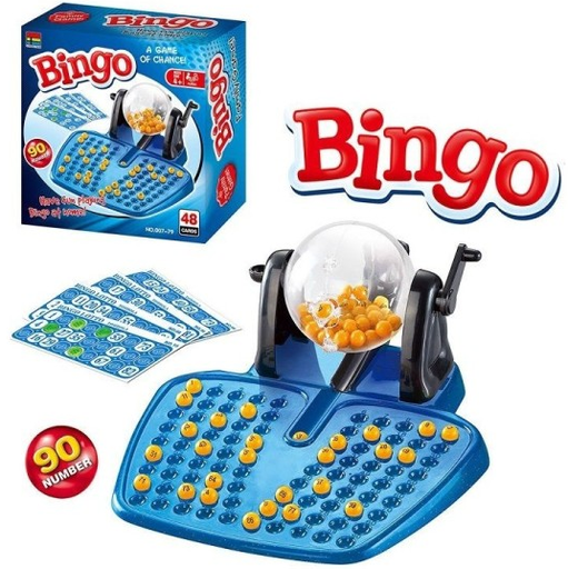 Juego De Mesa Bingo Kingso Toys 48 Cartones 90 Numeros Azul Y Negro