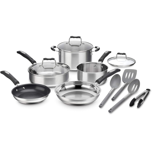 Juego De Ollas Y Utensilios Cuisinart Multiclad Pro 12 Pzas Acero