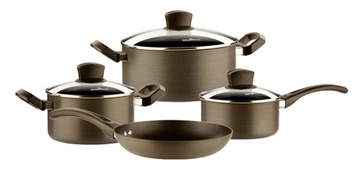 Juego De Ollas Magefesa Practix 7 Pzas De Induccion Aluminio Anodizado Negro