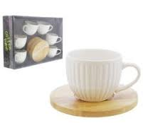Juego De Tazas Para Cafe Coffe House 12 Pzas Con Platillos De Ceramica Blanco