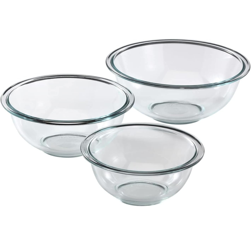 Juego De Bowls Pyrex 3 Pzas Para Mezclar 1 Qt 1.5 Qt Y 2.5 Qt Transparente