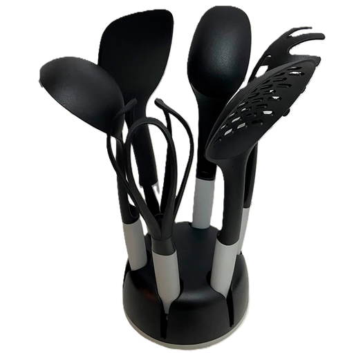 Juego De Utensilios De Cocina Casasunco 7 Pzas Negro Gris