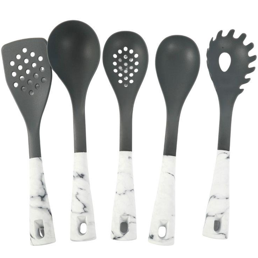 Juego De Utensilios De Cocina Oster Evermarble 5 Pzas Gris Y Blanco