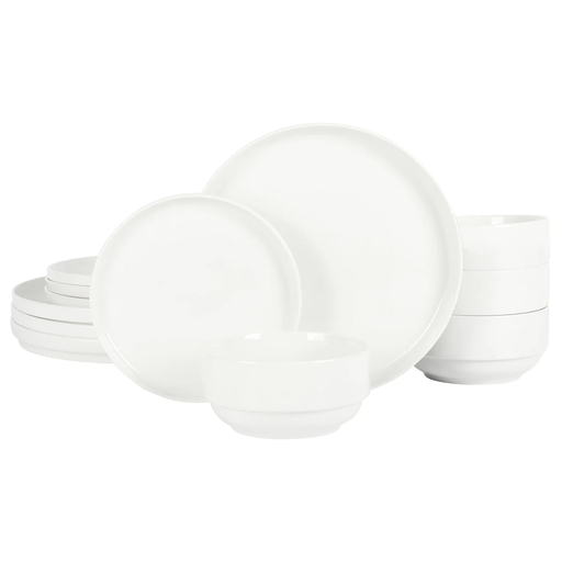 Juego De Vajilla Gibson Home 12 Pzas Snowscape De Ceramica Blanco