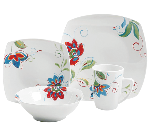 Juego De Vajilla Gibson Home 16 Pzas Altavista De Porcelana Blanco Y Rojo