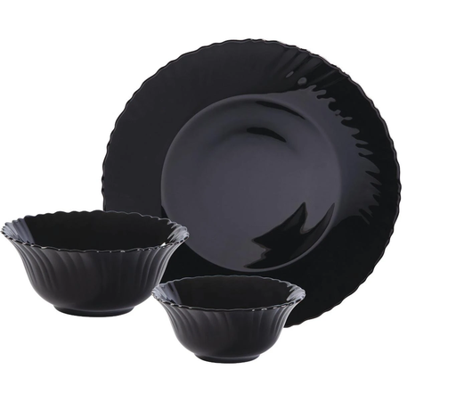 Juego De Vajilla Gibson Ultra 12 Pzas Negro Bandini De Vidrio Negro