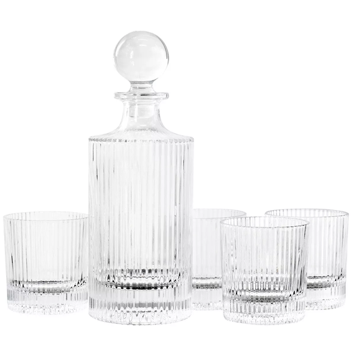 Juego Decantador Gibson Home Acropolis 5 Pzas Con Vasos Dobles Antiguos Transparente
