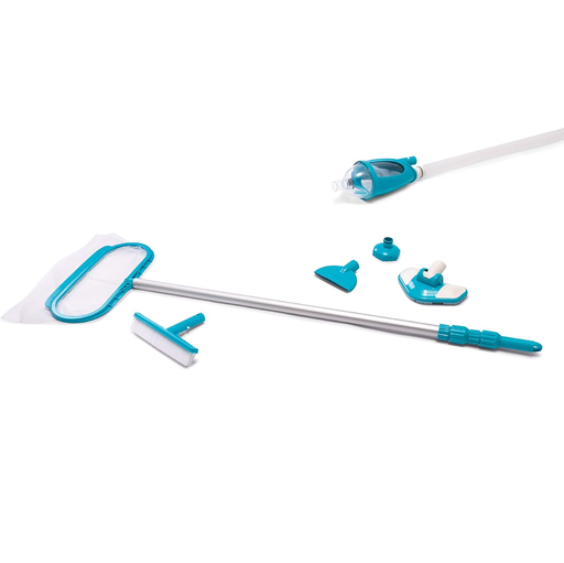 Kit De Mantenimiento Intex Deluxe Para Piscina Con Mango Telescopico Azul Y Plateado