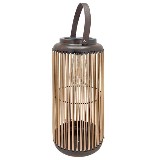 Lampara Solar De Mesa Decore Con Asa De Hierro Y Plastico 46 Hrs Baige Y Marron 