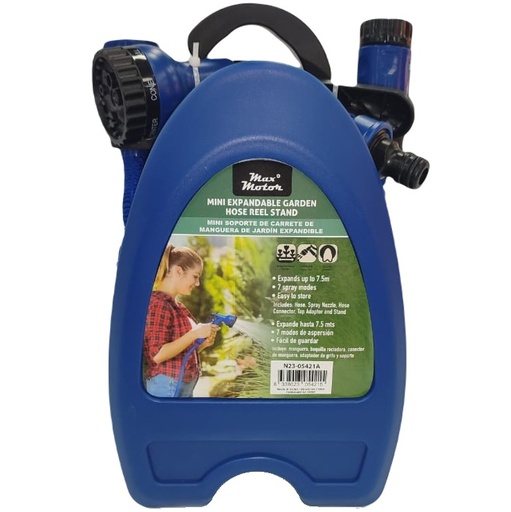 Manguera Max Motor De Jardin 7.5 Mts Expandible 7 Modos De Aspersion Azul