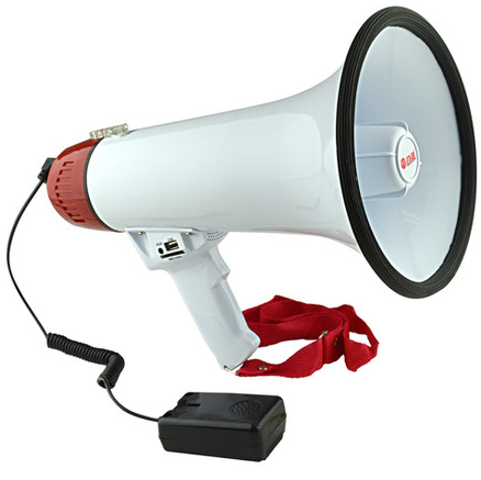 Megafono Nippon America Recargable Usb Con Grabadora Y Transmision De Musica Inalambrica Blanco Y Rojo