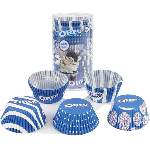 Moldes Oreo Para Cupcakes 300 Uds De Papel Blanco Y Azul