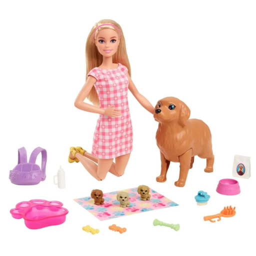 Muñeca Barbie Con Cachorros Recien Nacidos Con Acc Multicolor
