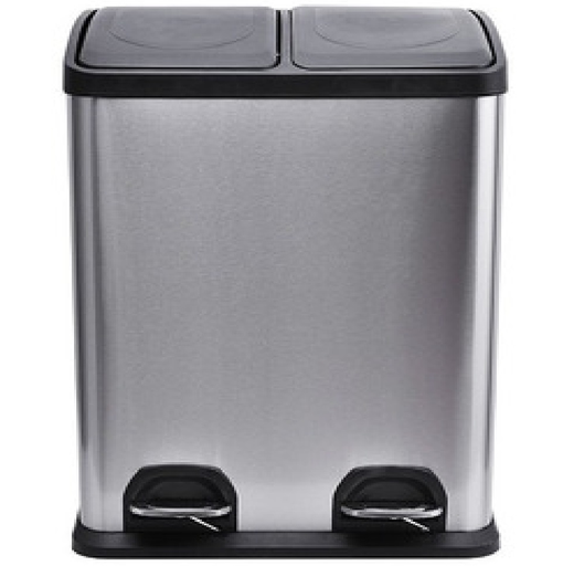 Papelera Doble Tajanara 20 Lts + 20 Lts Circular Con Tapa Y Pedales Acero