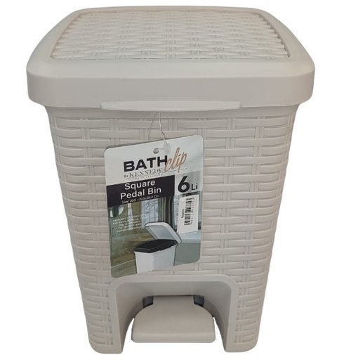 Papelera Kennedy 6 Lts Con Tapa Y Pedal Blanco 7753