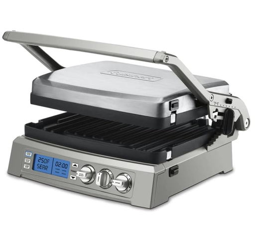 Parrillera Electrica Cuisinart Panini 6 En 1 Antiadherente Con Placas Extraibles Reversibles 2400W Acero