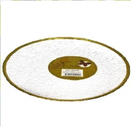 Plato Decore De Vidrio Transparente Y Dorado