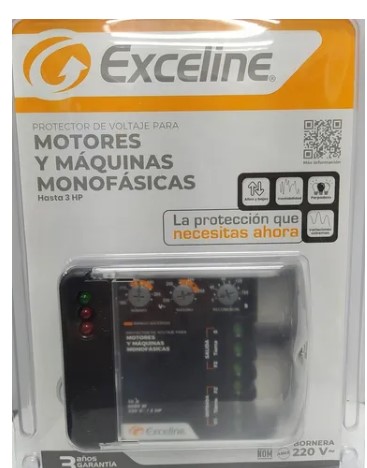 Protector Exceline Para Motores Y Maquinas Monofasicas 220V Negro