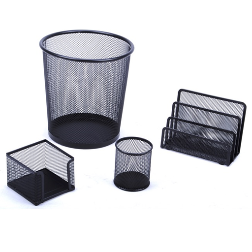 Set Organizador Para Escritorio Soho Con Papelera 4 Pzas Negro