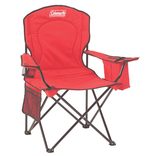 Silla De Camping Coleman Portatil Plegable Con Portavaso Y Hielera Tipo Bolsillo Rojo
