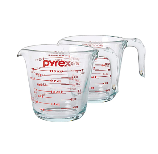 Taza De Medir Pyrex Prepware De 2 Tazas Con Graficos Rojos