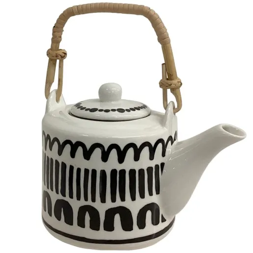 Tetera Life Art 0.6 Lts De Ceramica Blanco Y Negro