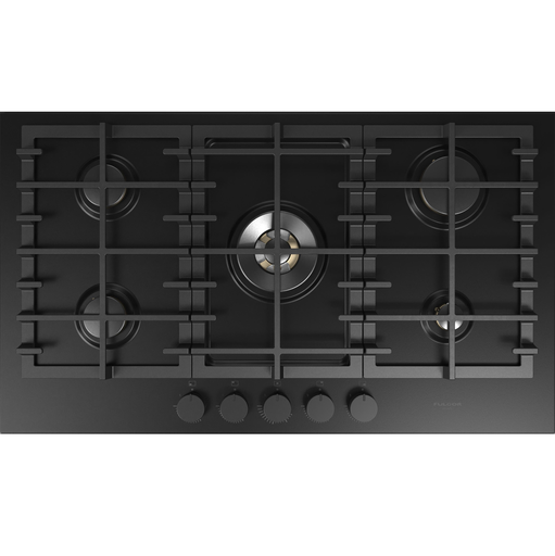 Tope A Gas 90 Cm Fulgor Fm Hobs Con Perillas Encendido Electrico Quemador De Control Dual Negro Mate