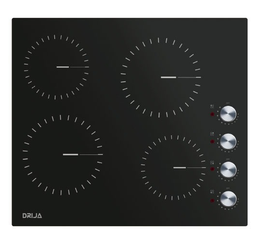 Tope Electrico 60 Cm Drija Bari Con Perillas Vitroceramica Negro