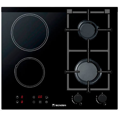 Tope Mixto 60 cm Tecnolam Mix Con Perillas Panel Tactil Negro