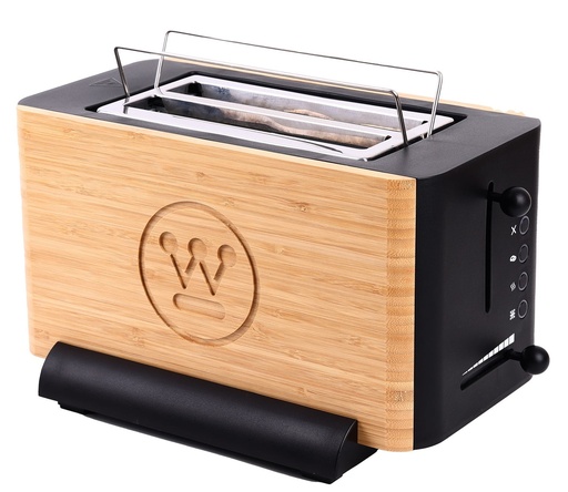 Tostadora De Pan Westinghouse 2 Rebanadas Ranuras Extra Largas4 Funciones Panel De Bambu Negro