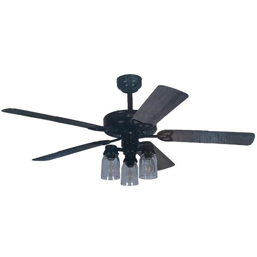 Ventilador De Techo Westinghouse Vintage V 132 Cm 3 Vel 5 Aspas Con Lamparas Gris