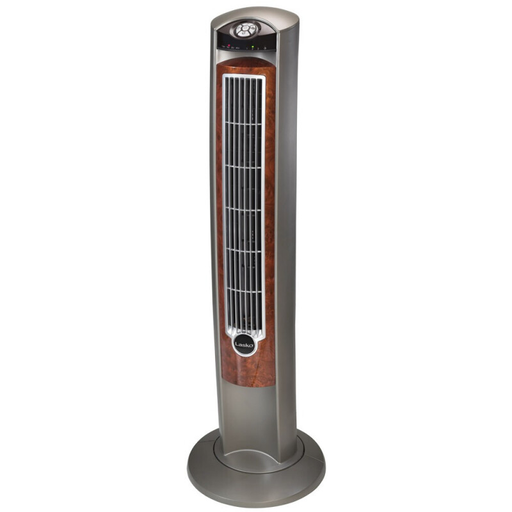 Ventilador De Torre Lasko 108 Cm 3 Vel Silencioso Portatil Con Control Plateado Y Marron
