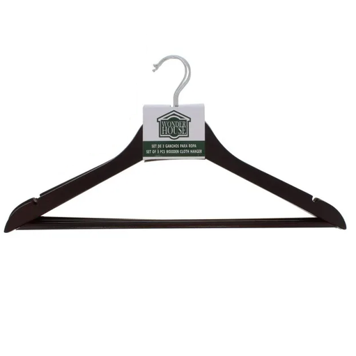Ganchos Para Ropa Wonder House De Madera 3 Pzas Marron