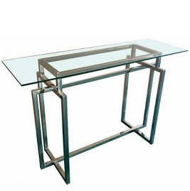 Mesa Derby De Vidrio 120X40X78 Cm Plateado Y Transparente