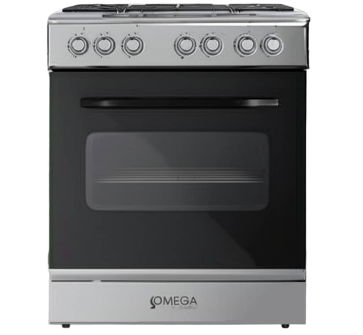 Cocina A Gas Omega 76 Cm Encendido Electrico Y Tapa De Vidrio Gris