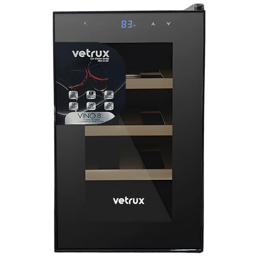Vinera Vetrux 27 Cm 8 Botellas Iluminacion LED Panel Tactil Negro