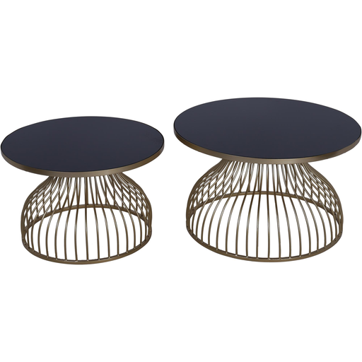 Juego De Mesas Concepts 2 Pzas 70X70X42 Cm Negro Y Dorado