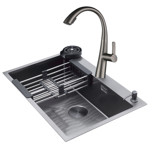 Fregadero Y Griferia Drija 84 Cm Con Sistema Antirreboso Antiruido Y Dispensador De Jabon Acero Satinado