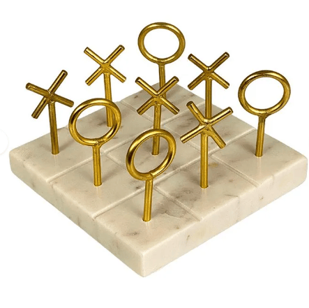 Juego De Mesa Decorativo Concepts X/O 15.25X15.25X9 Cm Beige Y Dorado