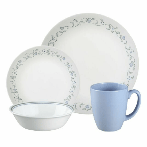 Juego De Vajilla Corelle 16 Pzas Country Cottage De Vitrelle Blanco Y Azul